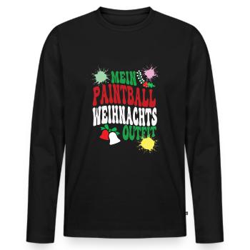 Paintball Weihnachten Outfit Paintballspieler XMAS - Männer Premium Bio Langarmshirt - Schwarz - Vorne - Nico (187cm)