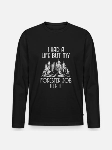 Waldarbeiter Wald Jäger - Männer Premium Bio Langarmshirt - Schwarz