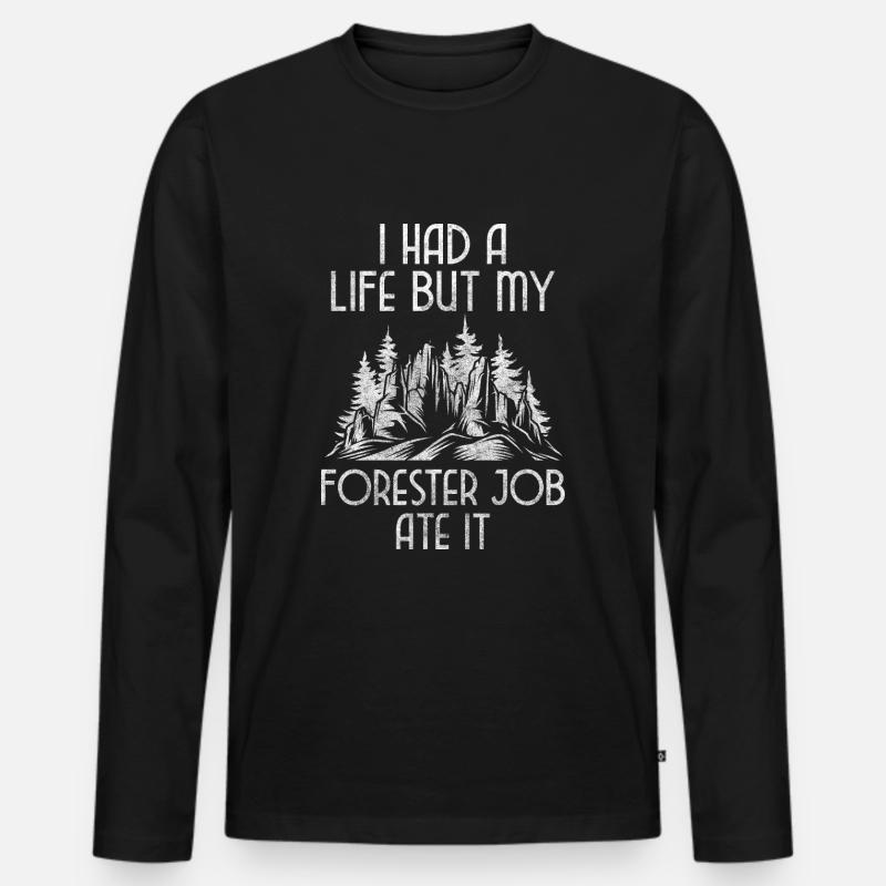 Waldarbeiter Wald Jäger - Männer Premium Bio Langarmshirt - Schwarz