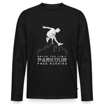 Parkour Sprung - Männer Premium Bio Langarmshirt - Schwarz - Vorne - Nico (187cm)