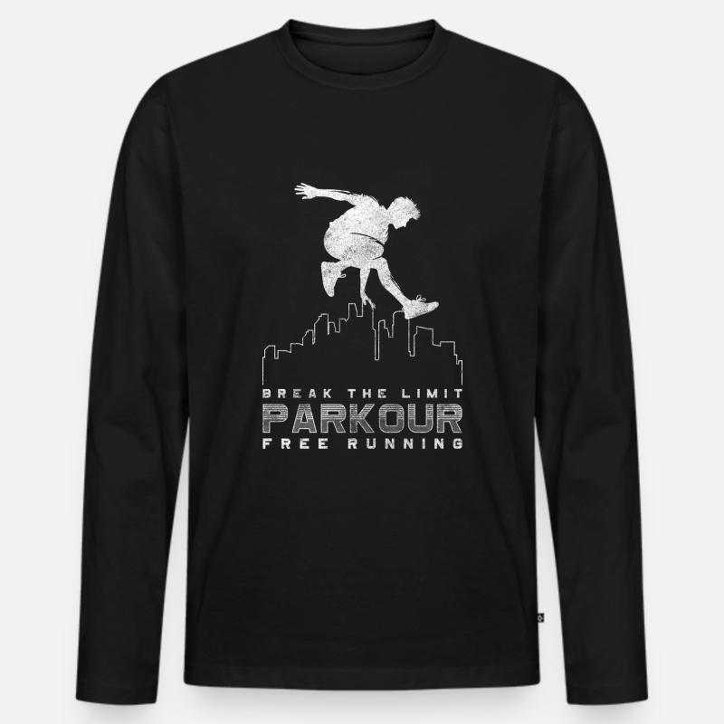Parkour Sprung - Männer Premium Bio Langarmshirt - Schwarz