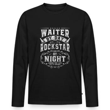 Waiter Tipping Service Gastronomy Chef - Men's Premium Organic Long Sleeve Shirt - black - Front - Nico (187cm)