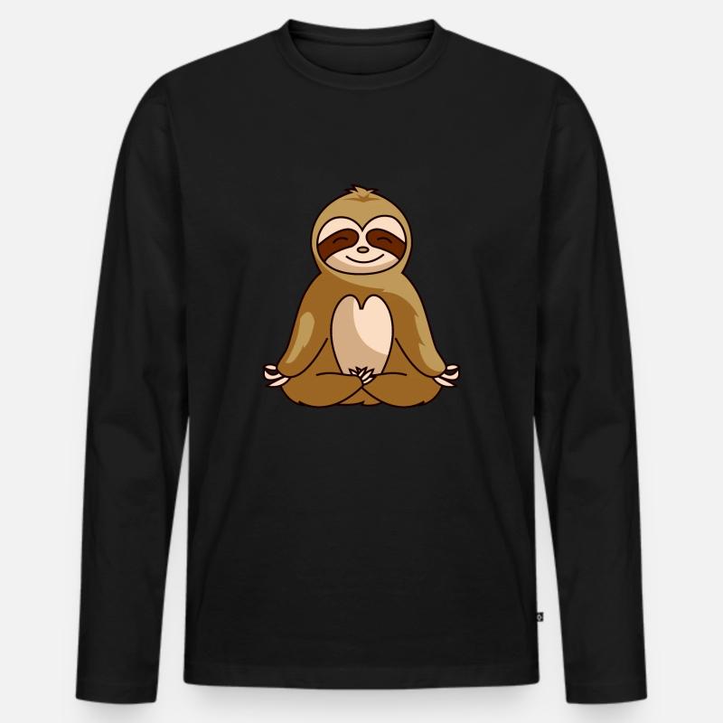 Faultier entspannen chillen Relax Geschenk - Männer Premium Bio Langarmshirt - Schwarz