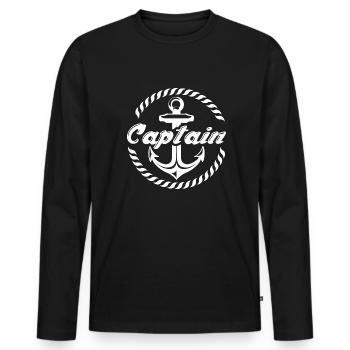 Capitaine - T-shirt manches longues Premium bio Homme - noir - Devant - Nico (187cm)