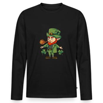 Leprechaun Kobold Irland - Männer Premium Bio Langarmshirt - Schwarz - Vorne - Nico (187cm)