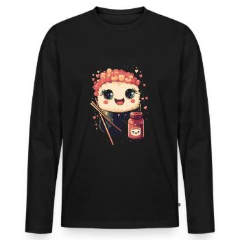 Süße kawaii Sushi Rolle - Männer Premium Bio Langarmshirt - Schwarz - Vorne - Nico (187cm)