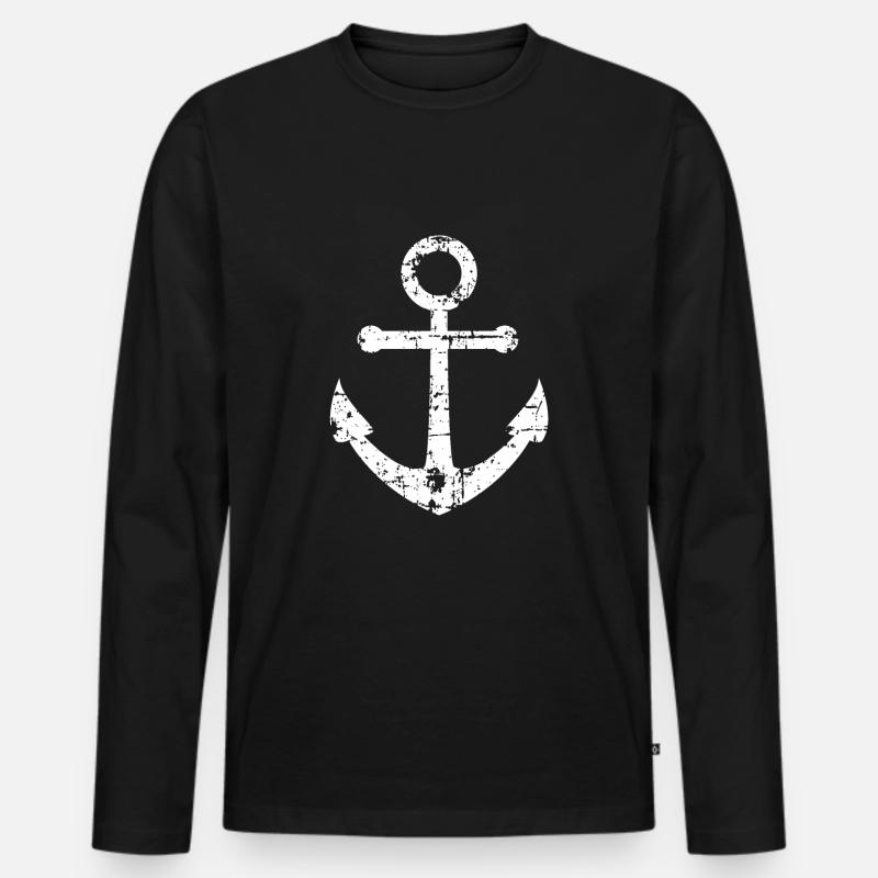 Anchor - Männer Premium Bio Langarmshirt - Schwarz
