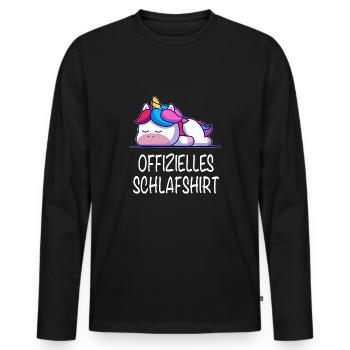 Offizielles Schlafshirt Einhorn - Männer Premium Bio Langarmshirt - Schwarz - Vorne - Nico (187cm)
