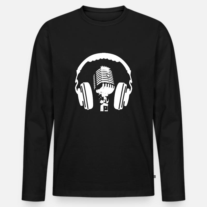 Kopfhörer & Mikrofon Radiomoderator Gift - Männer Premium Bio Langarmshirt - Schwarz