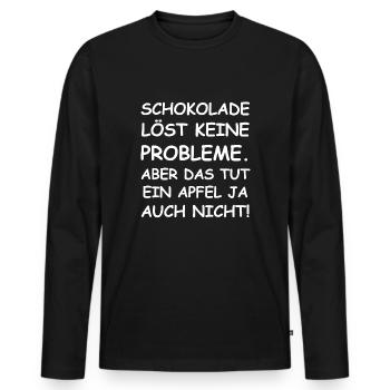 Schokolade löst keine Probleme | lustige Sprüche - Männer Premium Bio Langarmshirt - Schwarz - Vorne - Nico (187cm)