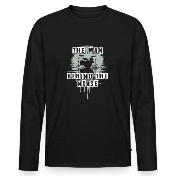 Homme derrière le bruit drôle de tambour motif - T-shirt manches longues Premium bio Homme - noir - Devant - Nico (187cm)