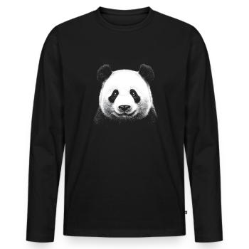 Panda Portrait Pandabär Bär Tier Tiere - Männer Premium Bio Langarmshirt - Schwarz - Vorne - Nico (187cm)