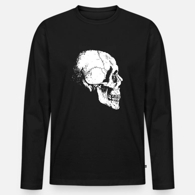 Skelettkopf - Männer Premium Bio Langarmshirt - Schwarz