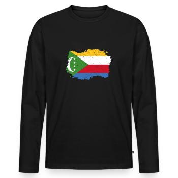 Roots roots flag homeland country Comoros png - Men's Premium Organic Long Sleeve Shirt - black - Front - Nico (187cm)