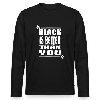 schwar black est meilleur juneteenth black-power - T-shirt manches longues Premium bio Homme - noir - Devant - Nico (187cm)