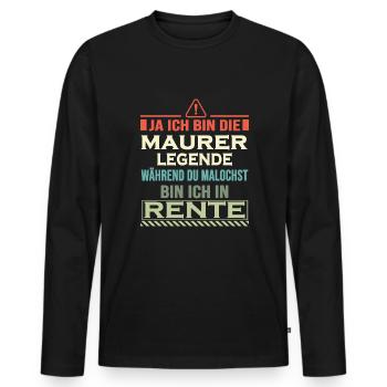Maurer in Rente Handwerker mauern Maurerkelle - Männer Premium Bio Langarmshirt - Schwarz - Vorne - Nico (187cm)