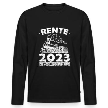 Rente 2023 Modelleisenbahn Ruft Ruhestand Rentner - Männer Premium Bio Langarmshirt - Schwarz - Vorne - Nico (187cm)