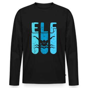 Schwimmen 11 Geburtstag Wasserratte Schwimm - Männer Premium Bio Langarmshirt - Schwarz - Vorne - Nico (187cm)