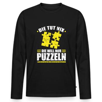 Lustiges Puzzle - Männer Premium Bio Langarmshirt - Schwarz - Vorne - Nico (187cm)