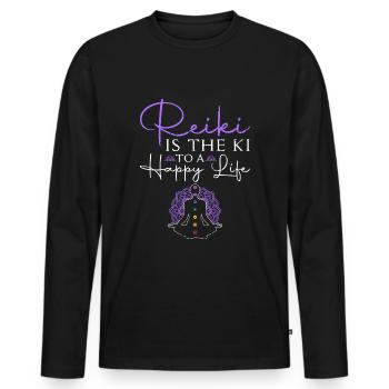 Reiki Ki Glückliches Leben Spirituelle Heilung - Männer Premium Bio Langarmshirt - Schwarz - Vorne - Nico (187cm)