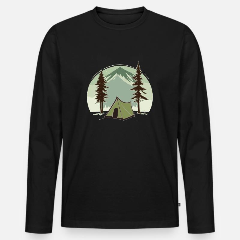 Camping - Männer Premium Bio Langarmshirt - Schwarz