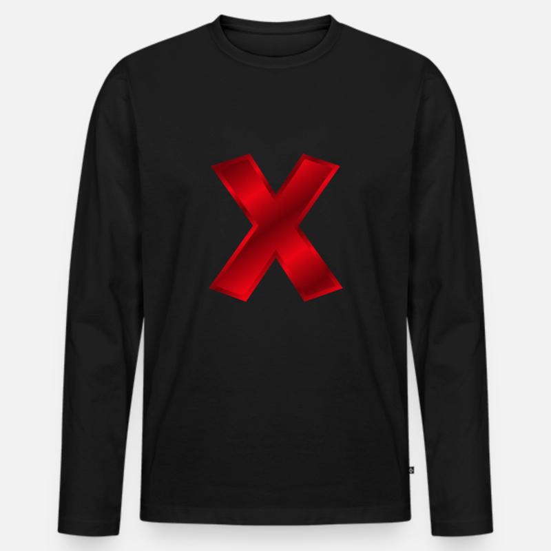 Rotes X - Männer Premium Bio Langarmshirt - Schwarz