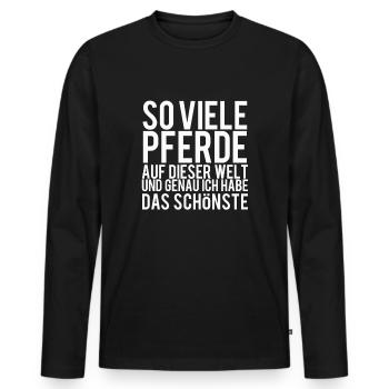 Pferdesprüche Geschenk - Männer Premium Bio Langarmshirt - Schwarz - Vorne - Nico (187cm)