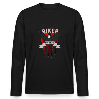 Né pour être libre liberté aigle motocycliste sauvage - T-shirt manches longues Premium bio Homme - noir - Devant - Nico (187cm)