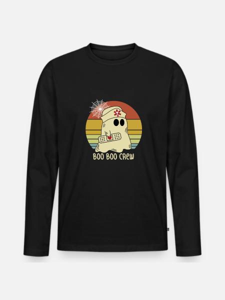 Boo Boo Crew Nurse Ghost Sjovt Halloween kostume - Premium økologisk langærmet T-shirt til mænd - sort