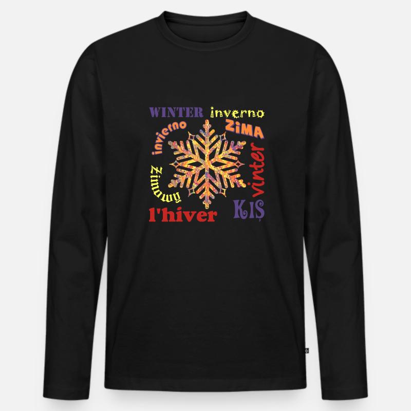 winter mehrsprachig e 53 - Männer Premium Bio Langarmshirt - Schwarz
