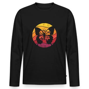 Papillon Rétro Style Vintage - T-shirt manches longues Premium bio Homme - noir - Devant - Nico (187cm)