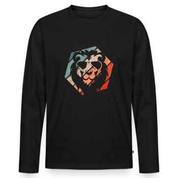 Lion Retro Style Vintage - T-shirt manches longues Premium bio Homme - noir - Devant - Nico (187cm)