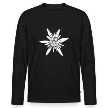 Edelweiss – Fleur de Montagne Inspirante - T-shirt manches longues Premium bio Homme - noir - Devant - Nico (187cm)