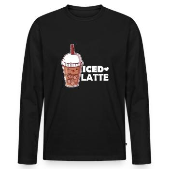 Eiskaffee Kawaii Kaffee Anime Otaku - Männer Premium Bio Langarmshirt - Schwarz - Vorne - Nico (187cm)