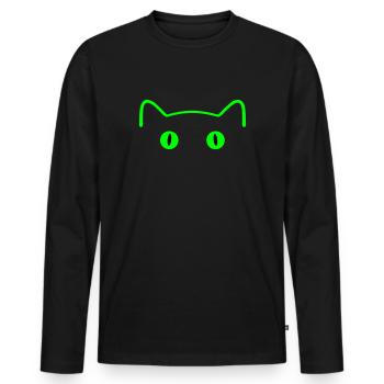 Cat - T-shirt manches longues Premium bio Homme - noir - Devant - Nico (187cm)