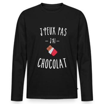 je peux pas j ai chocolat - humour - T-shirt manches longues Premium bio Homme - noir - Devant - Nico (187cm)