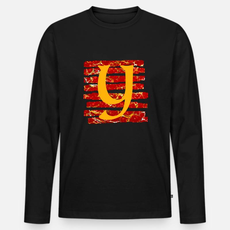 streifen e 232 y - Männer Premium Bio Langarmshirt - Schwarz