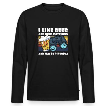 Vogelbeobachtung Ich Liebe Bier Fernglas - Männer Premium Bio Langarmshirt - Schwarz - Vorne - Nico (187cm)