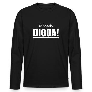 Digga - Hamburch - Sprüche - Männer Premium Bio Langarmshirt - Schwarz - Vorne - Nico (187cm)