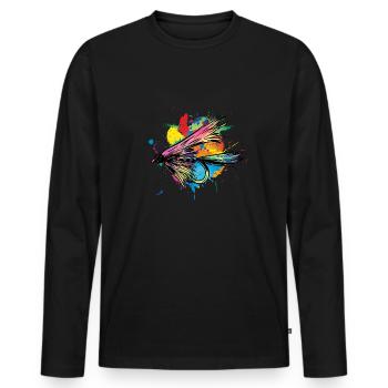 Fliegenfischen Nymphen Angler Fischer Angeln - Männer Premium Bio Langarmshirt - Schwarz - Vorne - Nico (187cm)