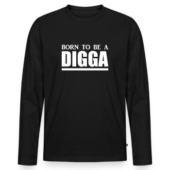 Digga - Hamburch - Sprüche - Männer Premium Bio Langarmshirt - Schwarz - Vorne - Nico (187cm)
