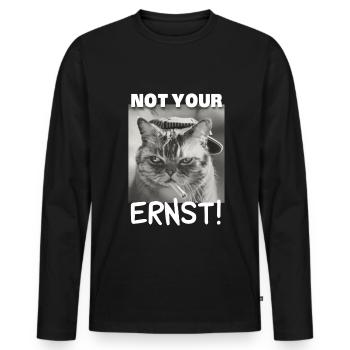 not your ernst! Sarkasmus Denglisch Katze - Männer Premium Bio Langarmshirt - Schwarz - Vorne - Nico (187cm)