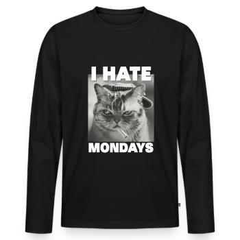 I hate mondays saying cat monday funny - Men's Premium Organic Long Sleeve Shirt - black - Front - Nico (187cm)