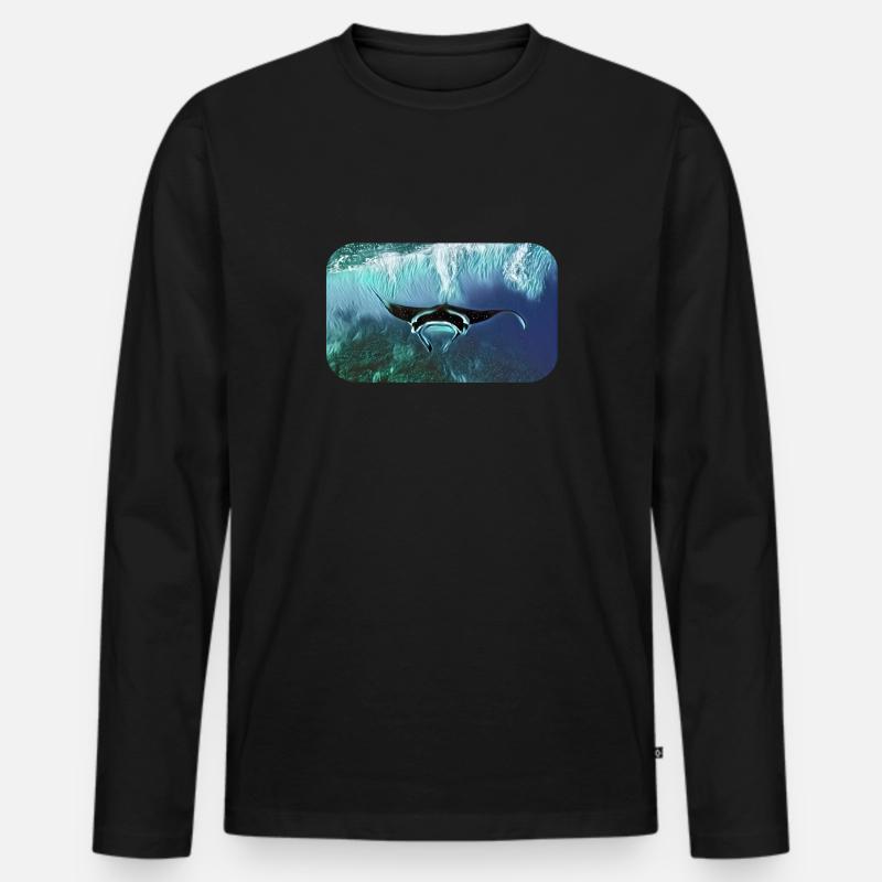 Manta Mantaray Mantarochen - Männer Premium Bio Langarmshirt - Schwarz