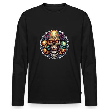 Decorative Large Skull with Small Skulls - Men's Premium Organic Long Sleeve Shirt - black - Front - Nico (187cm)