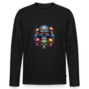 Decorative Large Skull with Small Skulls - Men's Premium Organic Long Sleeve Shirt - black - Front - Nico (187cm)