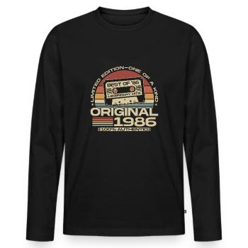 Vintage, 1986, Rétro, Vintage, Cadeau d’anniversaire - T-shirt manches longues Premium bio Homme - noir - Devant - Nico (187cm)