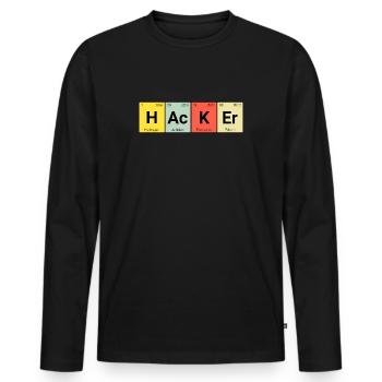 Hacker - Männer Premium Bio Langarmshirt - Schwarz - Vorne - Nico (187cm)