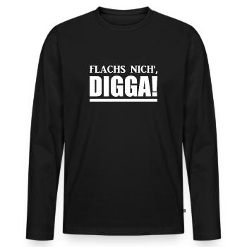 Digga - Hamburch - Sprüche - Männer Premium Bio Langarmshirt - Schwarz - Vorne - Nico (187cm)