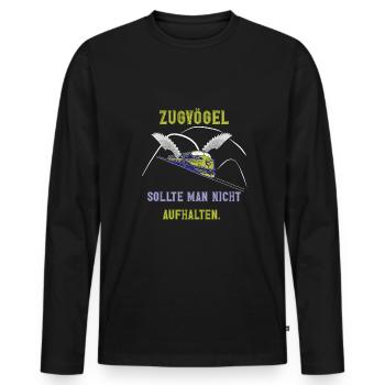 Oiseaux migrateurs, voyages, vacances toujours en mouvement - T-shirt manches longues Premium bio Homme - noir - Devant - Nico (187cm)